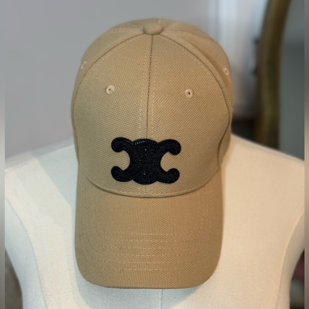 Tan Baseball Cap with Black Logo